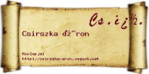 Csirszka Áron névjegykártya